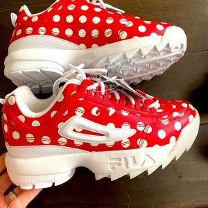 Women’s Fila disruptive sneakers red white dots